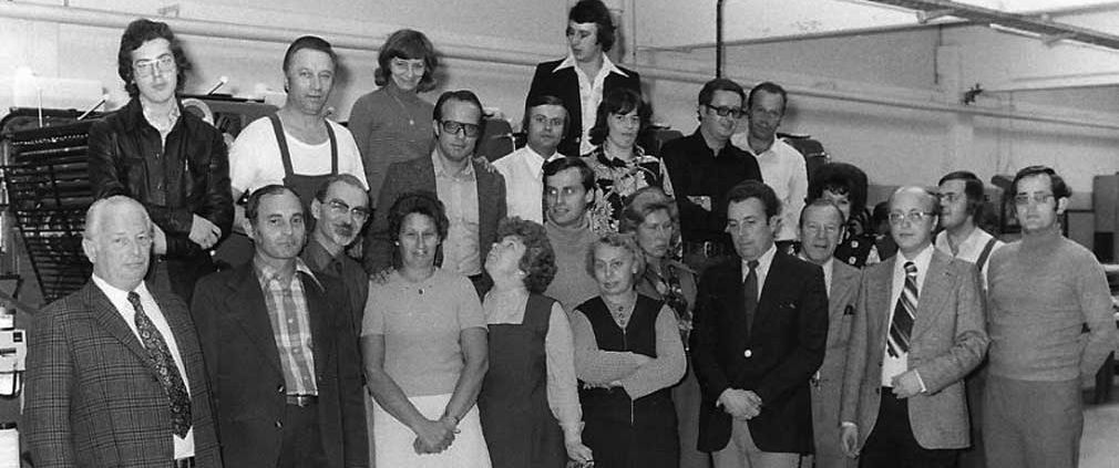 Gruppenfoto der Mitarbeiter der Druckerei Printa